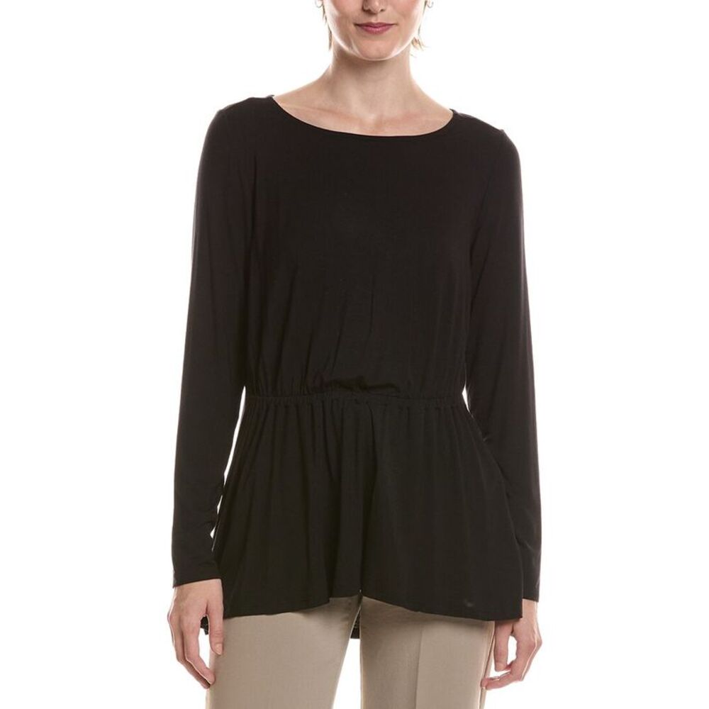 Anne Klein Womens Shirred Waist Shirt, Black